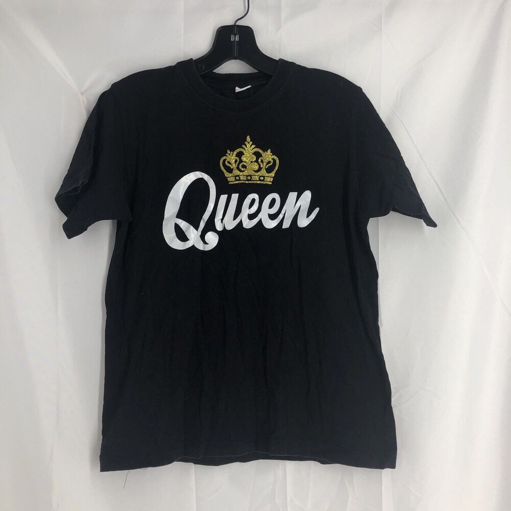 ladies Womens Glitter Queen Crown Design T Shirt Tee Size Medium